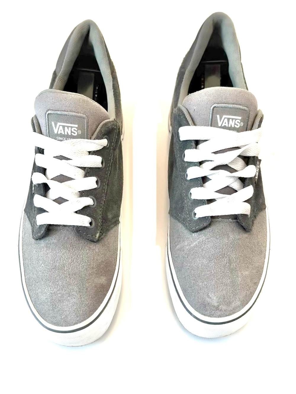 Vans Gray Suede Low-Top Sneakers with White Laces - Picture 6 of 9